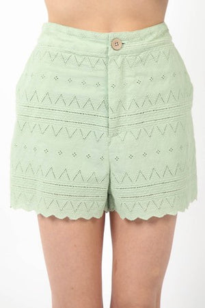 Eyelet Cotton Lace Woven Shorts- 3 Colors