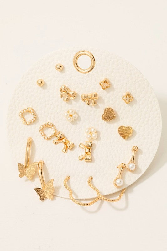 10 Piece Earring Set- Gold- Butterfly