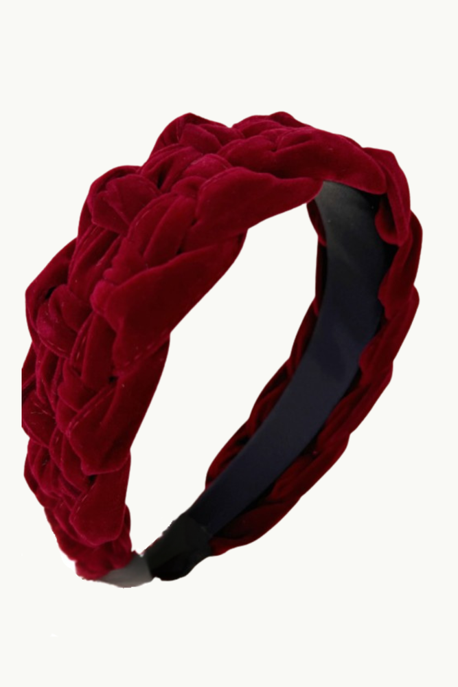 Velvet Braided Wide Headband- 3 COLORS