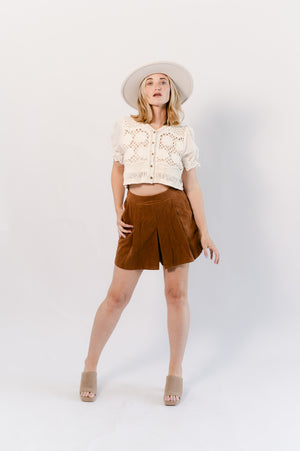 Pleated Corduroy Skort- 3 COLORS