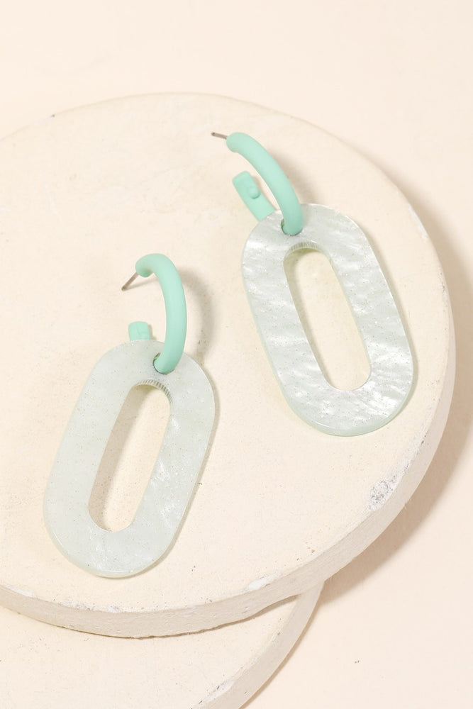 Oval Hoop Chain Drop Earrings