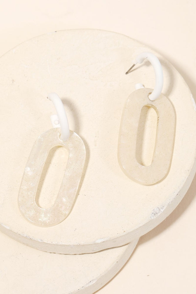 Oval Hoop Chain Drop Earrings