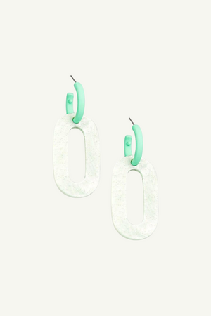 Oval Hoop Chain Drop Earrings