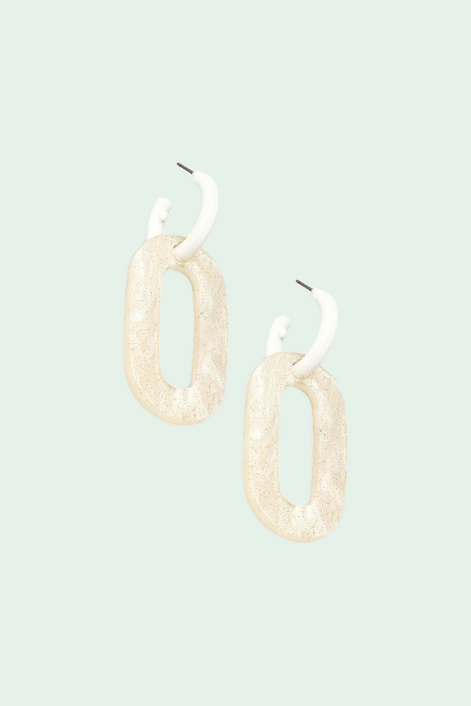 Oval Hoop Chain Drop Earrings