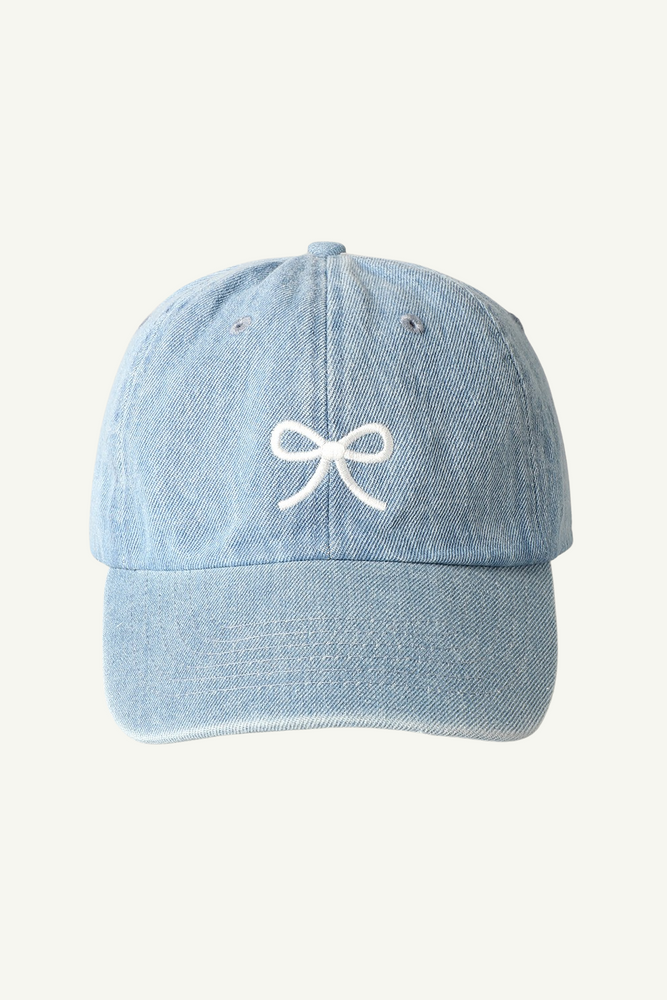 Bow Embroidered Denim Baseball Cap