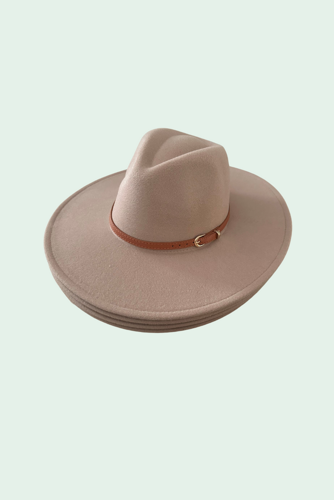 Wide Brim Panama Leather Belt Hat- 3 Colors
