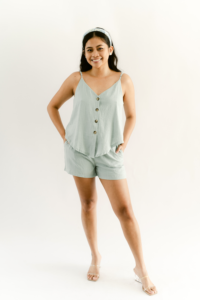 Linen Textured Top and Shorts Set