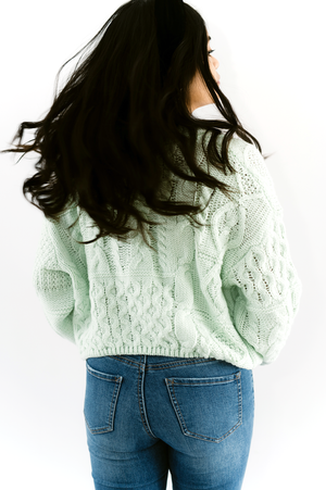 Mint Cable Knit Cardigan