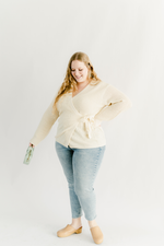 Plus Size Knit Wrap Cardigan- Ivory