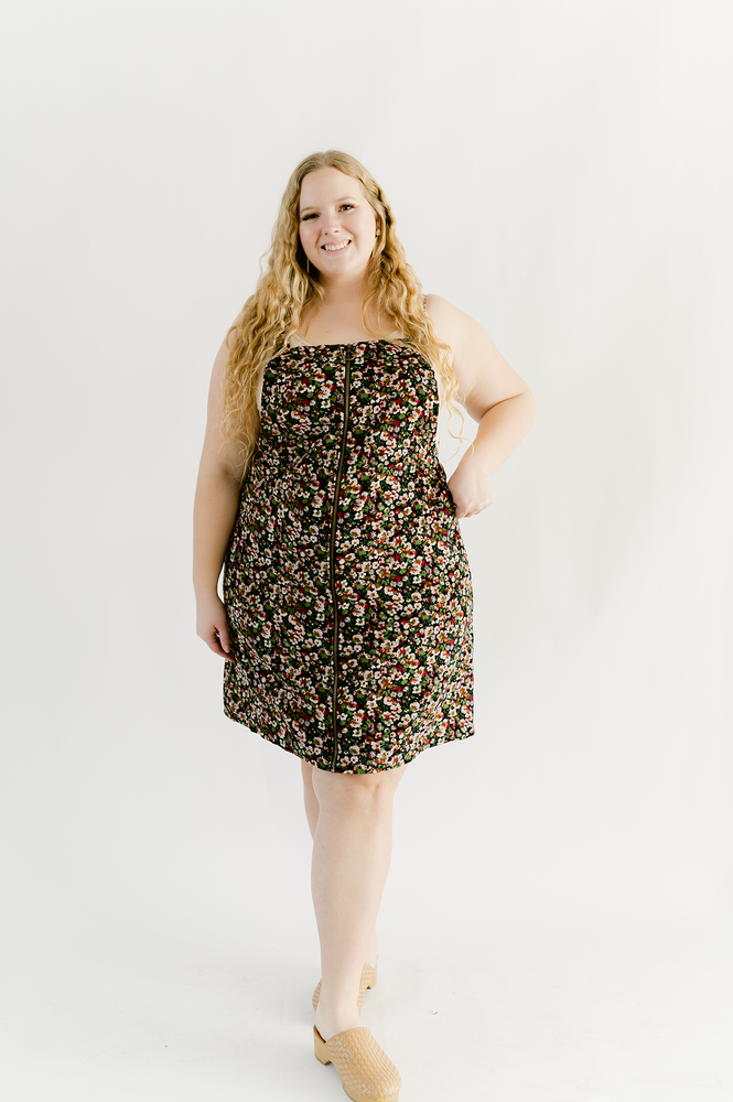PLUS SIZE Floral Print Overall Skirt Dress