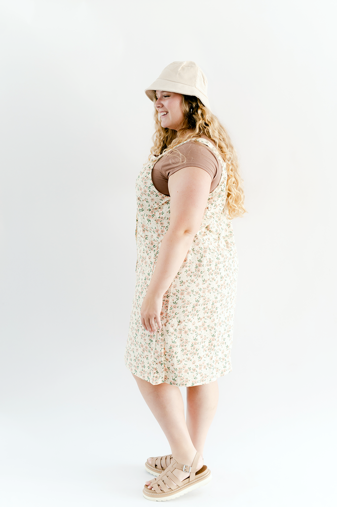 PLUS SIZE- Floral Corduroy Button-Up Dress