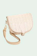 Straw Round Bottom Crossbody Summer Bag- Beige