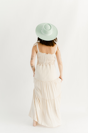 Light Beige Tiered Maxi Dress