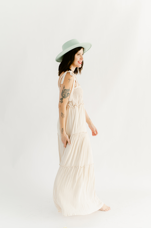 Light Beige Tiered Maxi Dress