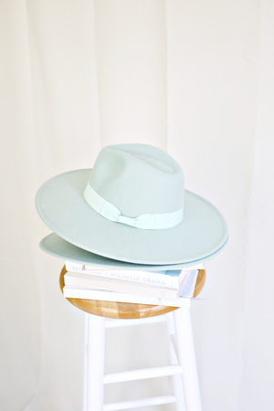 Wide Brim Panama Hat- Mint with Contrast Trim