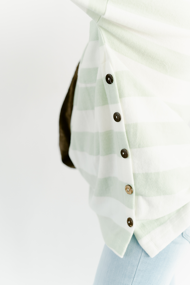 Mint Green Striped Soft Long Sleeve Top