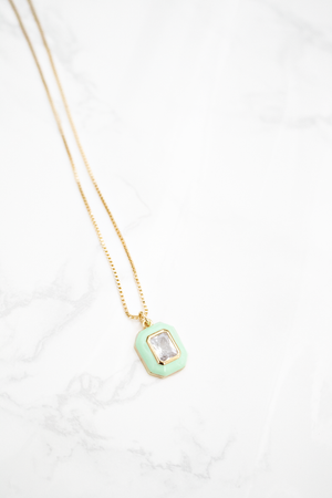 Mint and Gold Pendant Necklace