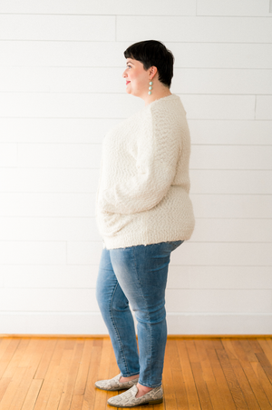 The Jade Peppers- Fuzzy Popcorn Sweater Knit Cardigan- (PLUS SIZE)