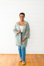 The Michelle Christina- Sage Lace Kimono Jacket