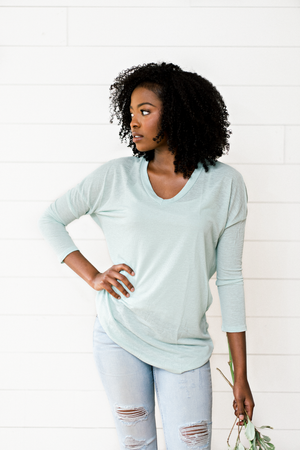 The Mint Sweater- Mint Long-Sleeve Lightweight Top