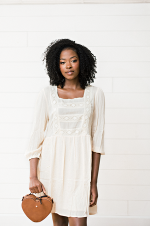 The Cindy Louise- Natural Embroidery Dress