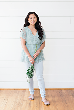 The Aileen Joy- Sage Button-Up Babydoll Lace Top