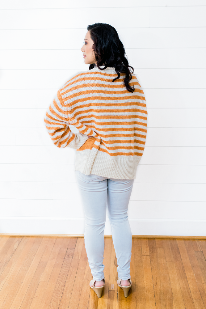 The Sara Morris- Orange Stripe Knit Sweater