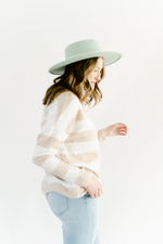 Taupe Striped Soft Long Sleeve Top