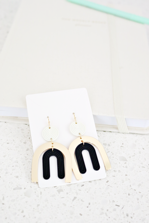 Crescent Drop Layered Earrings